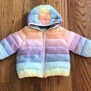 Rainbow-Ombré Puffer Coat